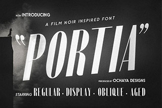 Portia | Film Noir Inspired Font复古浓缩品牌LOGO海报杂志标题排版设计英文字体素材