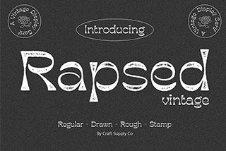 Rapsed Vintage – 复古怀旧粗糙纹理压印邮票装饰性英文字体素材