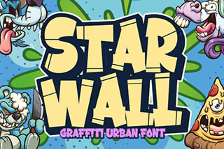 Starwall Graffiti Urban Font时尚古怪游戏海报标题无衬线英文字体素材