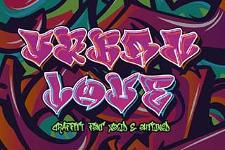 Urban Love Solid and Outline Graffiti Font品牌海报徽标设计装饰涂鸦字体素材