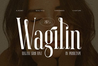 Wagilin Elegant Serif Font Typeface现代优雅婚礼海报标题衬线英文字体素材