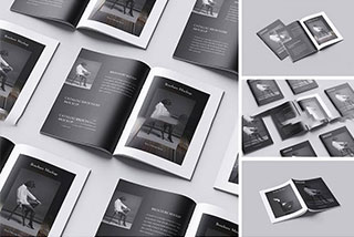 4款A4画册杂志封面内页设计展示PSD样机模板A4 Brochure / Catalog Mockups