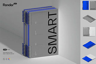 8款办公文具螺旋笔记本记事本封面设计展示PSD样机模板 Notebook Mockup Set