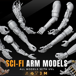 10款科幻机械手臂模型硬表面机器人手模型