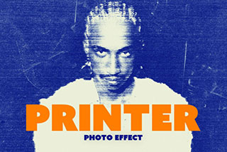 复古毛刺划痕复印效果人像图片修图PS修图样机模板PS特效一键替换 Broken Printer Photo Effect