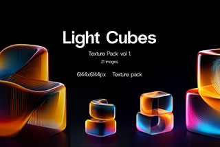 21款炫酷发光3D抽象图形PNG免抠背景图片设计素材包 Light Cubes Texture Pack vol 1.