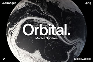 30款黑白圆形球体星球大理石贴图纹理PNG免抠图设计素材 Orbital – Marble Spheres