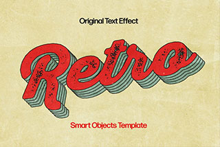 80年代复古3D立体海报电影标题LOGO标志设计PS文本文字特效样机PSD模板 Retro Text Effect