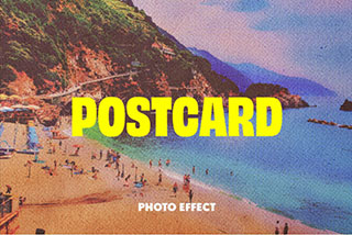 复古颗粒半调照片图像处理PS照片特效样机模板 Vintage Halftone Postcard Photo Effect