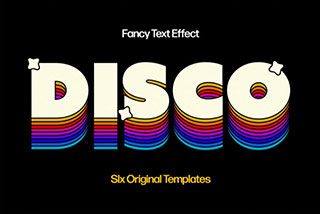 复古3D立体字体效果虹彩海报标题LOGO设计PS文本样机素材模板 Fancy Text Effects