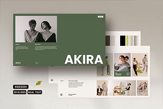 28页服装品牌VI配色指南规范手册图文排版设计INDD模板 Akira – Brand Guidelines