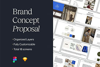 18页极简品牌指南VI规范手册图文排版设计品牌概念提案 Figma模板素材 Brand Concept Proposal Figma