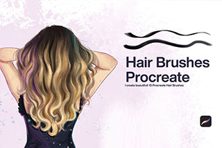 10款女孩头发毛发艺术绘画效果iPad Procreate笔刷素材 10 Hair Brushes Procreate