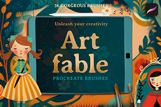 36款水粉墨水铅笔木炭笔艺术绘画效果iPad Procreate笔刷素材包 ArtFable Procreate Brush Collection
