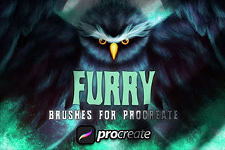 卡通漫画动物毛皮羽毛艺术绘画效果iPad Procreate笔刷设计素材 Dans Furry Brush For Procreate