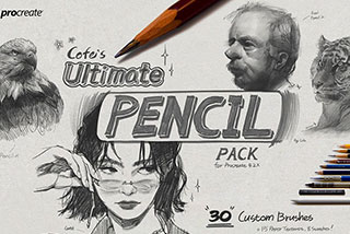 30款铅笔素描线条绘画艺术Ipad Procreate笔刷设计素材包 COFE’s Ultimate Pencil Pack for Procreate