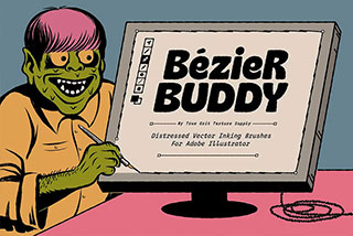 140款多功能手绘逼真墨水水墨笔触绘画效果AI矢量笔刷插画设计素材 TGTS – Bezier Buddy Brushes for Illustrator