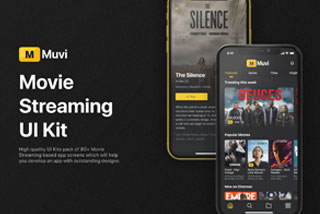 80+屏移动电影电视剧在线播放APP软件界面设计模板UI套件素材 Muvi – Movie Streaming UI Kit