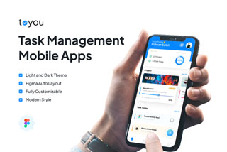 30+屏项目进度任务管理移动应用程序APP界面设计Figma模板套件 Toyou – Task Management Mobile Apps