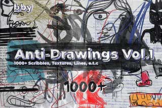 1000+嘻哈前卫摇滚复古Y2K风街头涂鸦手绘线条箭头图形PNG免抠图设计素材 Anti-Drawings Vol.1