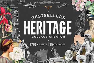 1700+款复古人物风景建筑动物雕塑解构拼贴艺术PNG免抠图素材 Bestsellers Heritage Collage Creator