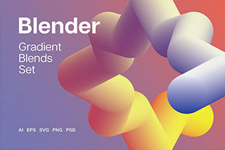 9款抽象扭曲几何渐变噪点纹理3D图形AI矢量设计素材包 Blender — Gradient Blends