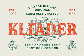 Kleader-Display Font复古老式潮牌标题T恤包装标题设计衬线英文字体下载