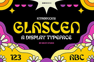 Glascen Retro Psychedelic Typeface复古杂志海报设计无衬线英文字体