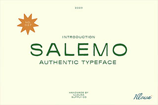 Salemo | Vintage Minimalism Font复古极简印花品牌LOGO海报杂志文字标题排版设计无衬线字体