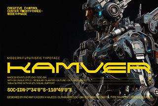 NCL Kamver – Modern Futuristic Space Font未来科幻赛博朋克机甲科技机能硬机械概念海报标题无衬线英文字体