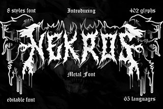 Nekros Metal Font重金属文化元素摇滚乐队logo海报专辑封面标题英文字体装饰英文字体