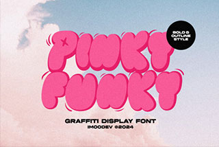 Pinky Funky –复古Y2K涂鸦风格气泡卡通英文字体安装包