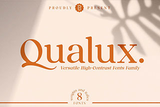 Qualux Fonts Family复古奢华杂志海报标题品牌徽标LOGO设计柔软圆形衬线英文字体