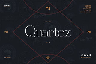 Quartez时尚优雅品牌杂志海报标题LOGO设计衬线英文字体