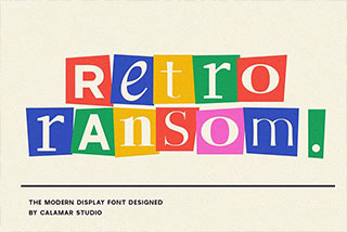 Retro Ransom Display Cutout Font复古有趣剪纸拼贴艺术英文字体 
