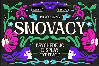 Snovacy – Psychedelic Display Font复古潮流酸性迷幻潮牌logo海报封面标题装饰英文字体