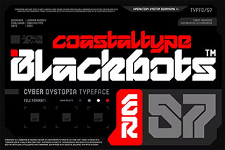 Blackbots Cyber Dystopia Typeface赛博朋克机械海报标题反乌托邦装饰英文字体
