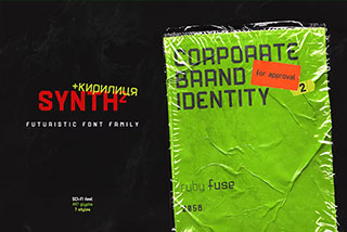 Synt2科幻未来主义杂志海报徽标设计无衬线英文字体