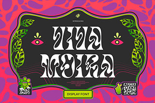Viva Moira Psychedelic display font潮流复古迷幻扭曲酸性逆反差杂志海报标题设计装饰英文字体