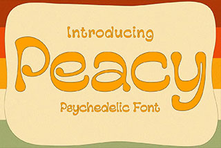 Peacy Psychedelic Font时尚复古杂志海报标题设计手写英文字体