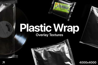 30款潮流褶皱透明塑料袋保鲜膜Figma格式&PNG免抠图设计素材 Plastic Wrap Overlay Textures