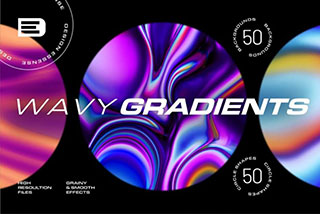 50款科幻未来赛博朋克3D金属镀铬波浪背景图片PNG设计素材 Surreal Gradient Waves – Backgrounds