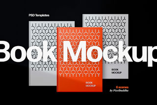 6款精装硬皮书籍画册封面设计展示样机模板PSD素材 Book Mockup Scenes