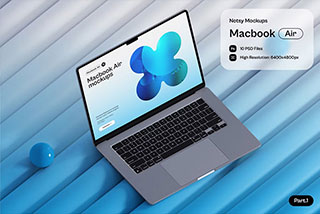 10款WEB网站界面设计展示效果图苹果MacBook Air贴图PSD样机模板 Notsy – Macbook Air Mockups Part.1