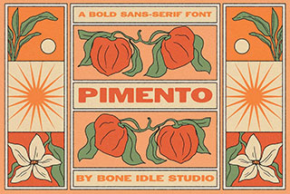 Pimento Typeface复古圆角粗体LOGO徽标海报标题设计PSAI英文字体