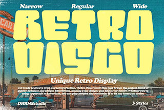 Retro Disco – Unique Retro Display美式复古Y2K千禧风卡通胖乎乎粗体音乐LOGO海报标题设计英文字体