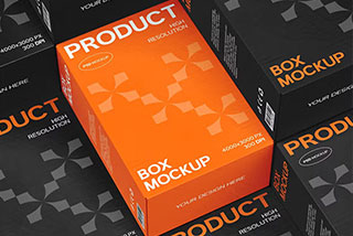 方形产品包装纸盒设计展示效果样机模板PSD素材 Box Packaging Mockup