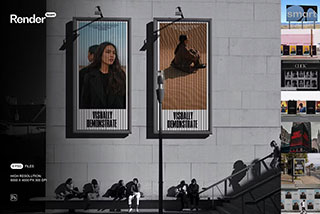 8款城市街头招贴海报广告牌设计展示效果PSD样机模板 Poster and Billboard Mockup Set