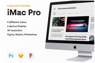 9款苹果iMac Pro一体机电脑屏幕演示效果图PS贴图样机模板 Top 9 iMac Pro Mockups