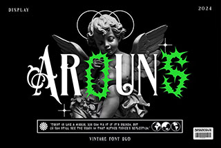 Arouns Blackletter Horror Duo Font复古独特纹身品牌海报徽标设计装饰英文字体素材